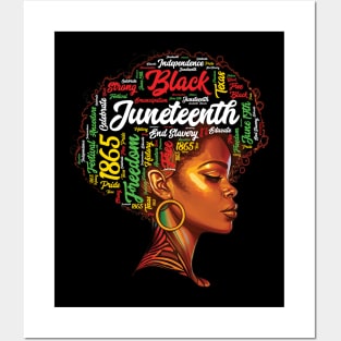 Black History Afro Queen Melanin Word Art Womens Juneteenth Posters and Art